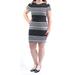 1. STATE Womens Black Cut Out Striped Short Sleeve Jewel Neck Above The Knee Body Con Dress Size L