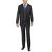 LN LUCIANO NATAZZI Men's Two Button Bird's Eye 3 Piece Modern Fit Vested Suit Charcoal