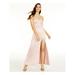 SEQUIN HEARTS Womens Pink Solid Spaghetti Strap V Neck Full-Length Fit + Flare Evening Dress Size 1