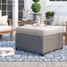 Lark Manor™ Andrick Outdoor Ottoman w/ Cushion Wicker/Rattan in Gray/White | 12.75 H x 27.75 W x 27.75 D in | Wayfair