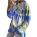 Women Oversized Tie-Dye Shirts Casual Crewneck T-Shirt Long Sleeve Colorful Tee Summer Colorblock Pullover Tops Blouse Ladies Kaftan Baggy Jumper Sweatshirt Blouse Tops