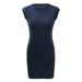 MBJ WDR1319 Womens Solid Boat Neck Sleeveless Fitted Dress XL NAVY