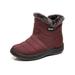 Wazshop - Warm Snow Boots, Women's Winter Ankle Bootie Anti-Slip Fur Lined Ankle Short Boots Waterproof Slip On Outdoor Shoes