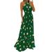 UKAP Women Sleeveless Dress Summer Party Polka Print Halter Elegant Long Dresses Beach Boho Sling Maxi Dress