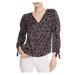 REBECCA TAYLOR Womens Black Floral 3/4 Sleeve V Neck Blouse Top Size 2