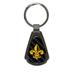 Fleur-de-Lis FDL Golden Color Real Carbon Fiber Gunmetal Gray Teardrop Key Chain