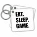 3dRose Eat Sleep Game - fun gifts for gamers - black text - video pro-gamer - Key Chains, 2.25 by 2.25-inch, set of 2