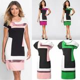 Women Casual Striped Short Dress Cocktail Party Evening Bodycon Mini Dress Skirt