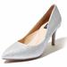 Kitten Heel Pointed Toe Pumps High Heel Pumps Point Toe Pointy Heel Fashion Sexy Pointed Slip On Short Party Dress Shoes Stiletto Crystal-02 Silver Gl