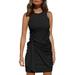 Avamo Womenâ€™s Elegant Sleeveless Slim Dress Crewneck Tie Waist Knot Cocktail Frill Mini Dress Black XXL(US 20-22)