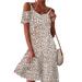 Niuer Summer Floral Dress for Trendy Women Cut Out Sleeve Spaghetti Strap Beach Swing Dress