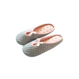 Rotosw Women's Relax Soft Slipper - Ladies Comfortable Cotton House Slippers with Cloth Outsole Plaid Grain Pink Grey Size 5.5-9.5 US