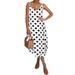 Women Plus Size Sleeveless Dress Ladies Casual Polka Dot Dress Sexy Leopard Print Dresses Asymmetrical Hem Dress Beach Sundress S-5XL