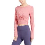 Avamo Loose Fit Knot Front Track Jacket Tie Back for Women Running Training Exercise Crop Top Yoga Shirts Moisture Wicking Active Wear Sports Wear Gym Wear Lounge Wear