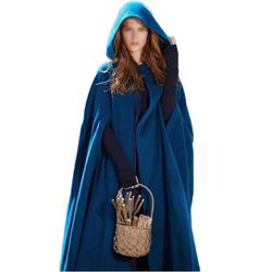 Women Hooded Trench Coat Open Front Cardigan Jacket Coat Cape Cloak Long Poncho