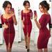 New Women's Style Square Collar Stitching Zipper Solid Color Slim-Fit Three-Quarter Sleeve Dress 3 Colors