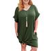 Colisha Summer Short Sleeve Tops Dress for Women Casual V Neck Mini Dress Ladies Plus Size Side Tieing Hem Fashion Shirt Dresses Loose Fit Sundress