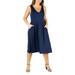 24seven Comfort Apparel Plus Size Sleeveless Midi Fit and Flare Pocket Dress