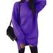 Women Casual Sweater Winter Stand Collar Bat Long Sleeve Sweater Sweater Dress