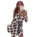 ZAVAREA Women Check Tartan Plaid Mini Bandage Dress 3/4 Sleeve Jumper Shirt Dresses Tops