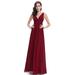 Ever-Pretty Womens V-Neck Plus Size Bridesmaid Homecoming Party Maxi Dresses for Women 09016 Burgundy US22
