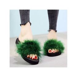 UKAP Women Fashion Faux Fur Slides Fluffy Slippers Summer Sandals Lightweight Casual Shoes