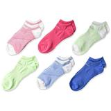 adidas Youth Kids-Girl's Superlite No Show Socks (6 Pair), Real Pink/Glow Green/Real Blue/White/Clear Onix, Medium, (Shoe Size 13C-4Y)