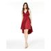 CITY STUDIO Womens Burgundy Sleeveless V Neck Knee Length Hi-Lo Party Dress Size 5