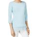 Tommy Hilfiger NEW Blue Womens Size Medium M Boat Neck Lace Hem Knit Top