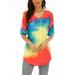 Casual Tunic Blouse Tops For Women Summer Roll-up Sleeve Tie Dye Baggy T-Shirts Tops Beach Loose V-Neck Tops Lounge High Low Shirts Top