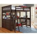 Greyleigh™ Baby & Kids Mateo Solid Wood Loft Bed w/ Built-in-Desk w/ Chair Solid Wood in Brown/Green | 70 H x 59 W x 82.25 D in | Wayfair