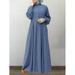 ZANZEA Muslim Dress Women Buttons Long Sleeve High Waist Solid Maxi Dress