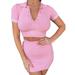 Calsunbaby 2PCS Women Crop Top Mini Skirt Set Ladies Knitted Mini Dress