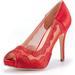 Dream Pairs Women's Peep Toe Wedding Party Glitter High Heels Dress Pump Shoes Divine-01 Red Size 8.5