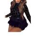 Women Long Sleeve Bodycon Sheer Mesh Evening Cocktail Party Mini Fur Black Dress