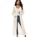 Pretty Comy New European Women Long Cardigan Plus Size Thick Kimono Long Sleeve Sweater Loose Asymmetrical Hem Women Outerwear Beige L