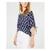 MICHAEL KORS Womens Purple Tie Sleeves Printed Off Shoulder Blouse Top Size M