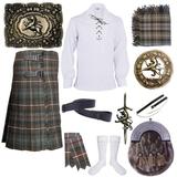 Scottish Kilts Outfit Set Weathered Mackenzie tartan with Lion Rampant Accessories 10 pcs