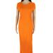 MAXMARA Womens Orange Knit Short Sleeve Midi Sheath Dress Size M