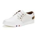 BRUNO MARC Mens Mesh Leather Sneakers Casual Shoes Slip On Lace Up Waking Shoes NY-03 WHITE 10.5