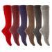 Lovely Annie Big Girl's 6 Pairs Pack High Crew Knee-high Wool Boot Socks LA1412 Size L/XL Six Colors (Wine,Gray,Coral,Purple,Black,Brown)