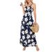 Salezone Women Casual Summer Dresses V Neck Wrap Maxi Floral Print Split Party Dress