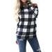 Avamo Ladies Winter Tops Long Sleeve Off Shoulder Shirt Plaid Pullover Shirts Tops for Women Casual Collared Vintage Shirts