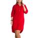 MAWCLOS Women Casual Long Tunic Top Vneck 3/4 Sleeve Boyfriend Short Shirt Dress Button Up Solid T Shirt Blouse Plus Size