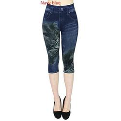 Women Printing Jeggings Capri Leggings Slim 3/4 Skinny Pants