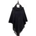 StylesILove Womens Trendy Knit Fashion Cardigan Poncho Cape Sweater (One Size Fits Most, Solid Black)