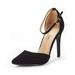 Dream Pairs Women's Ankle Strap High Heel Pointed Toe Stilettos Wedding Dress Pumps Shoes Oppointed_Lacey Black/Nubuck Size 7.5