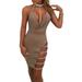 Women Hip Dress Sequin Off Shoulder Halter Hollow Back Hip Split Bodycon Dress