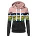 Women Ladies Winter Fleece Hooded Sweatshirt Tops Colorblock Long Sleeve Fleece Shirts Hoodie Pullover Jumper with Pocket Plus Size