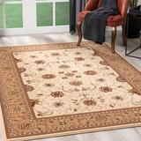 White 63 x 0.6 in Area Rug - Fleur De Lis Living Majestic Collection Traditional Area Rug Large (8X11 Feet) - 7'9" X 10'8", Cream Beige | Wayfair